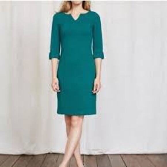 Boden Genevieve Jersey Dress Green Textured Sheath Dress Size 8 - Picture 1 of 6